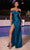 Ladivine CD836 - Off-Shoulder Cutout Detailed Prom Gown Prom Dresses 2 / Peacock