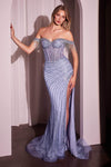 Ladivine CD848 - Fringed Detail Off-Shoulder Prom Gown Prom Dresses 2 / Lilac12
