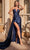 Ladivine CDS441 - Asymmetric Pleated Sheath Gown Prom Dresses 2 / Navy