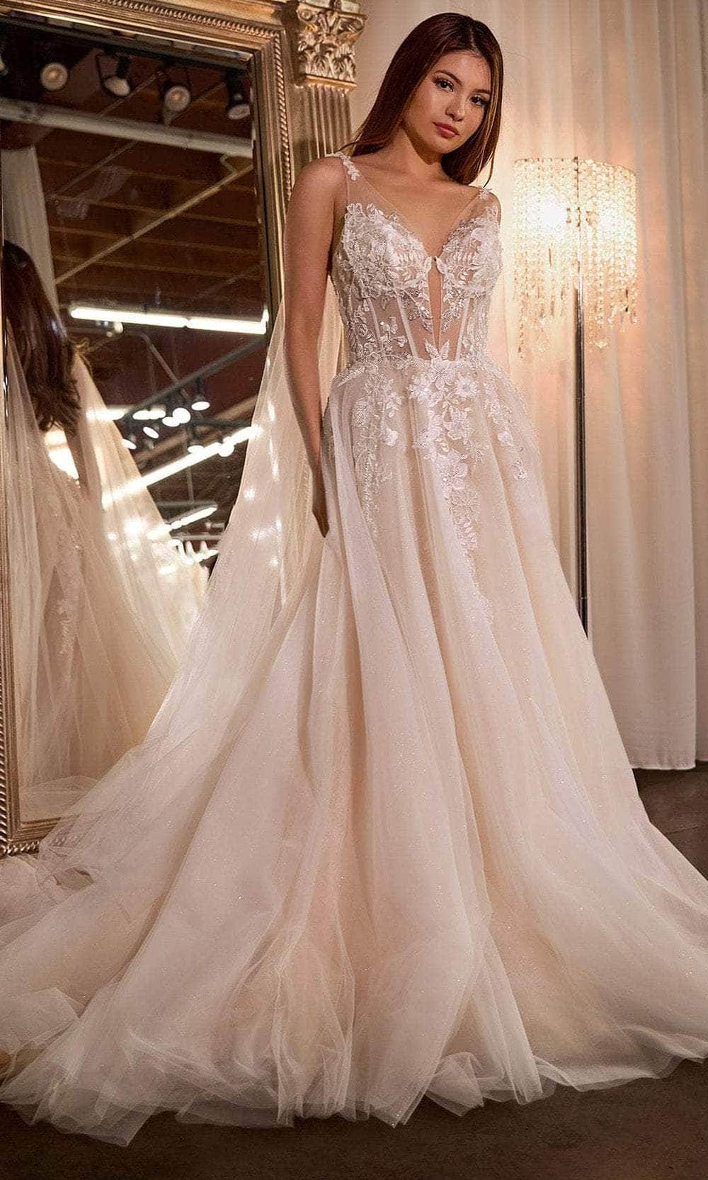 Cape A-Line Wedding Dress