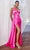 Ladivine CH079 - Backless Pleated Bodice Prom Gown Prom Dresses XS / Fuchsia