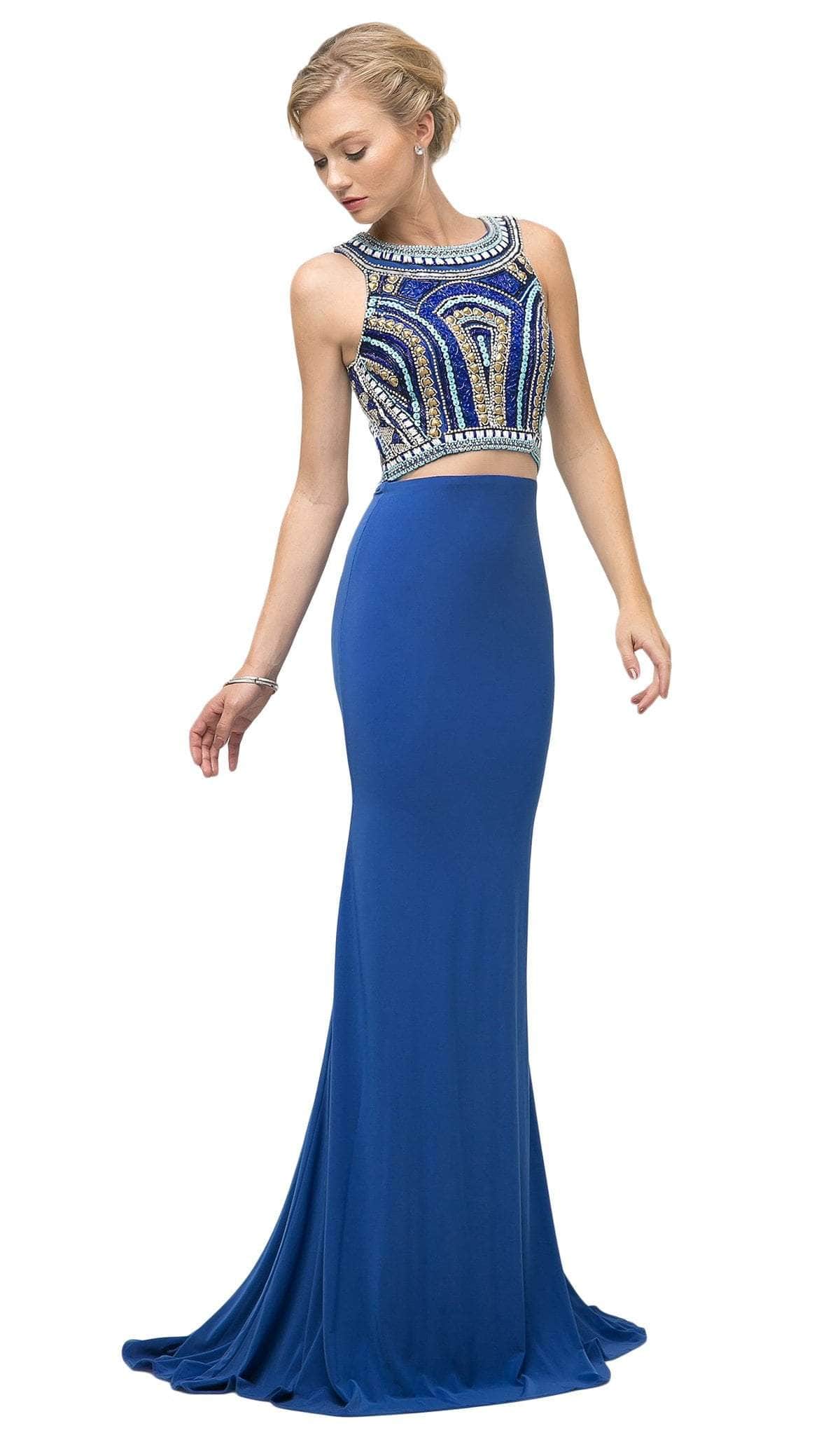 Ladivine CK39 - Beaded Two Piece Halter Neck Prom Dress 6 / Royal - Shop Ladivine dresses on Couture Candy at CoutureCandy.com Ladivine CK39 - Beaded Two Piece Halter Neck Prom Dress 6 / Royal - Shop Ladivine dresses on Couture Candy at CoutureCandy.com