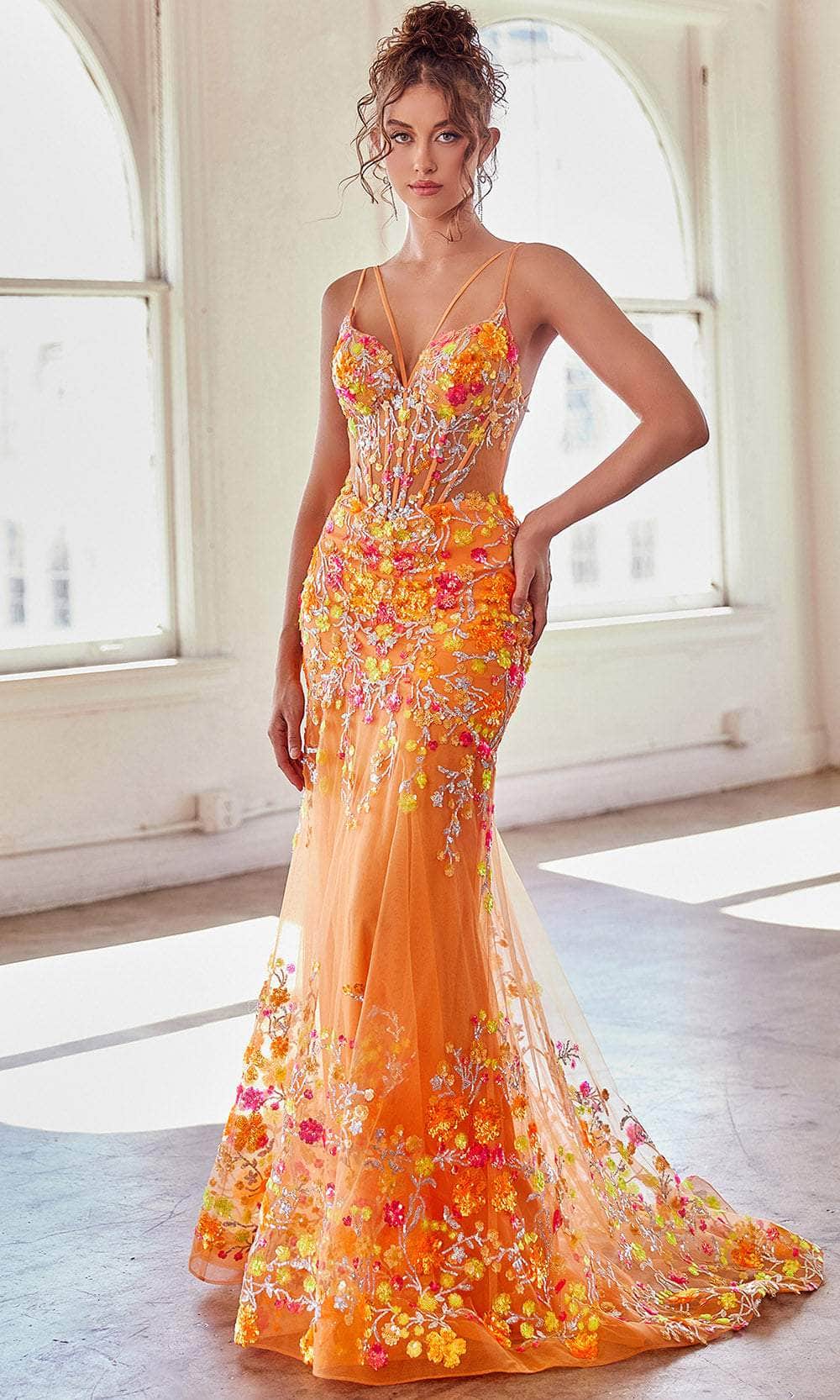 Ladivine CK946 - Sequin Floral Pattern Sleeveless Prom Gown Couture Candy Ladivine CK946 - Sequin Floral Pattern Sleeveless Prom Gown Couture Candy