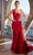 Ladivine PT004 - Ruched Bodice Asymmetric Prom Gown Prom Dresses 2 / Burgundy