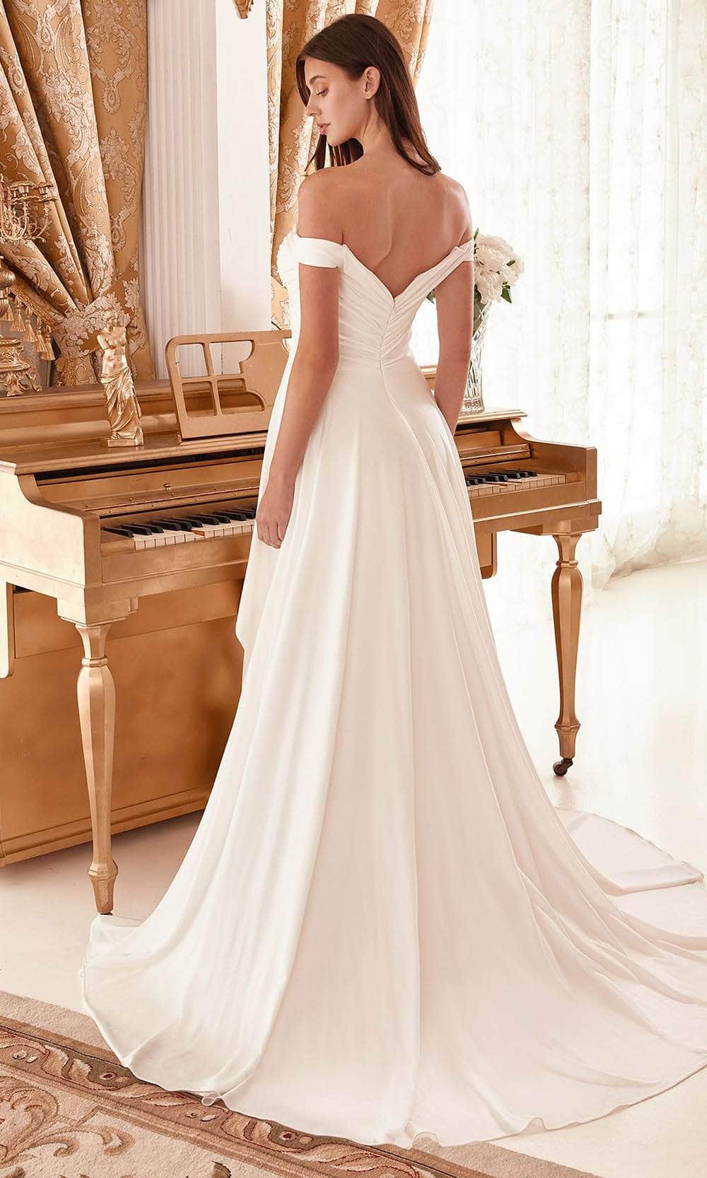 off shoulder ruched wedding dress Ladivine WN315 off shoulder ruched wedding dress Ladivine WN315