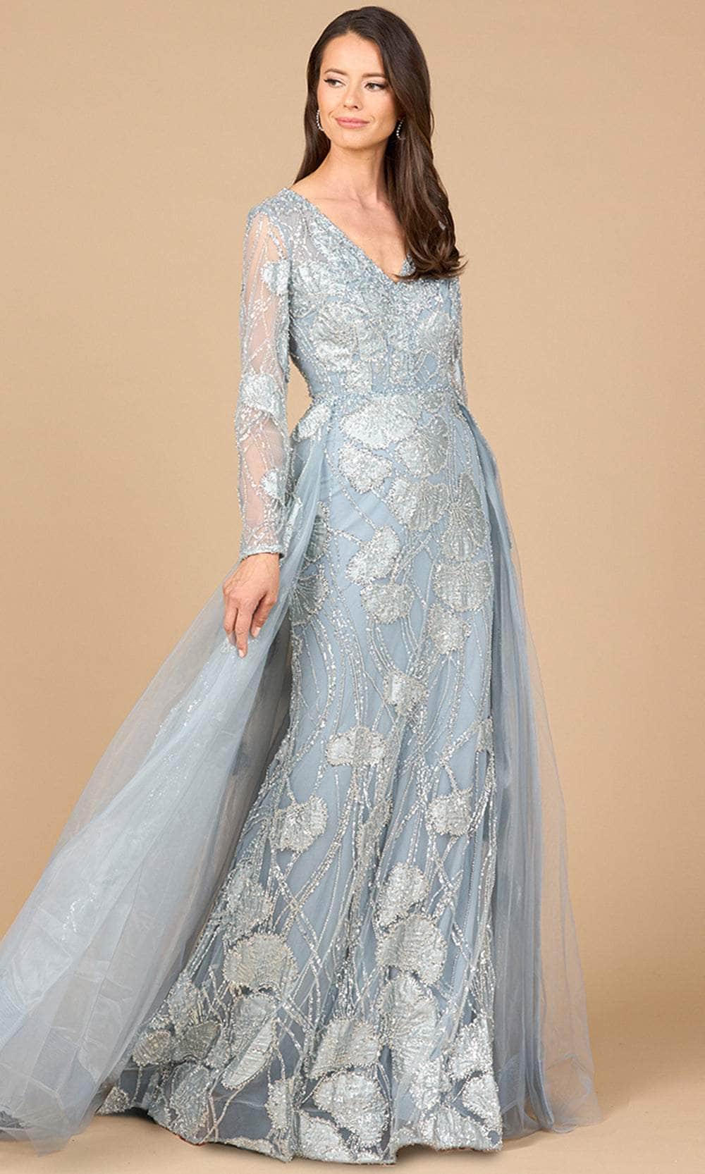 Lara Dresses 28946 - Long Lace and Organza Sheath/A-line Dress - Sheer Long Sleeves, Beaded Embroidery, Overskirt, Full Back Couture Candy Lara Dresses 28946 - Long Lace and Organza Sheath/A-line Dress - Sheer Long Sleeves, Beaded Embroidery, Overskirt, Full Back Couture Candy
