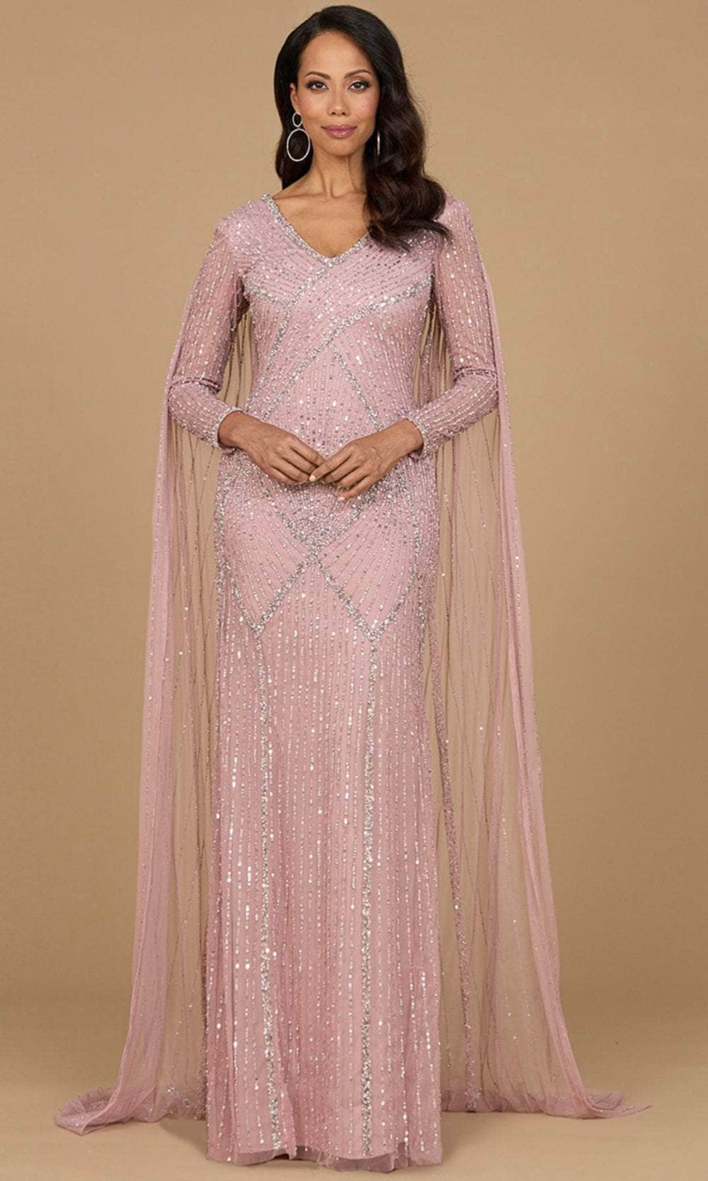Lara Women's Long Sleeve Beaded Gown with Cape - Cashmere Lara Women's Long Sleeve Beaded Gown with Cape - Cashmere