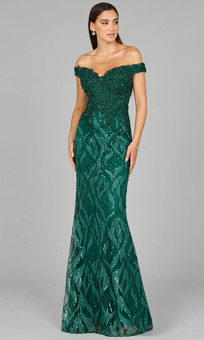 Lara Dresses 29045 - Off Shoulder Mermaid Evening Dress Special Occasion Dress 4 / Green