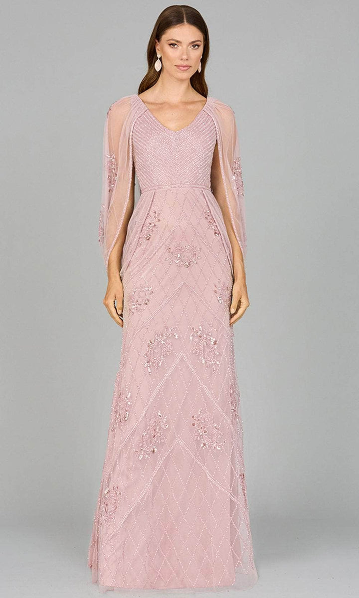Luxury Caramel A-Line Cape Sleeve Beaded Evening Dress LA72306B main image 0