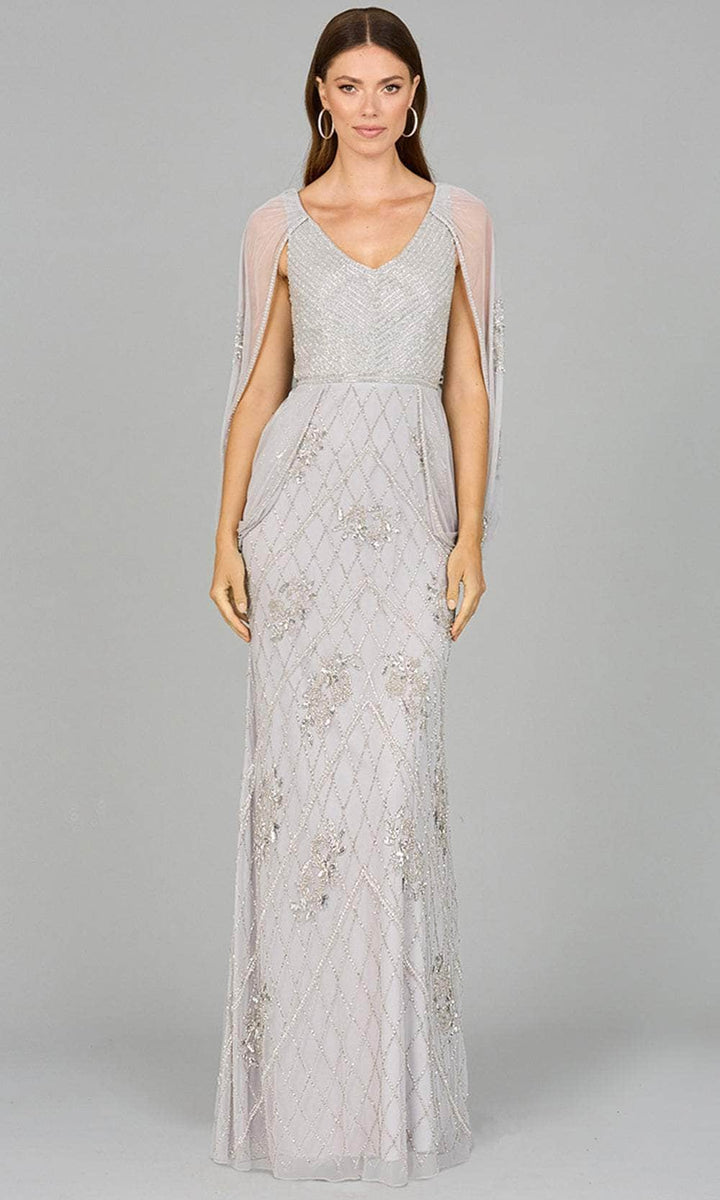 Elegant Beaded Dress with Long Cape main image 0