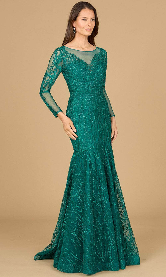 Lara Dresses 29131 - Long Sleeve Applique Evening Gown Evening Dresses 0 / Green