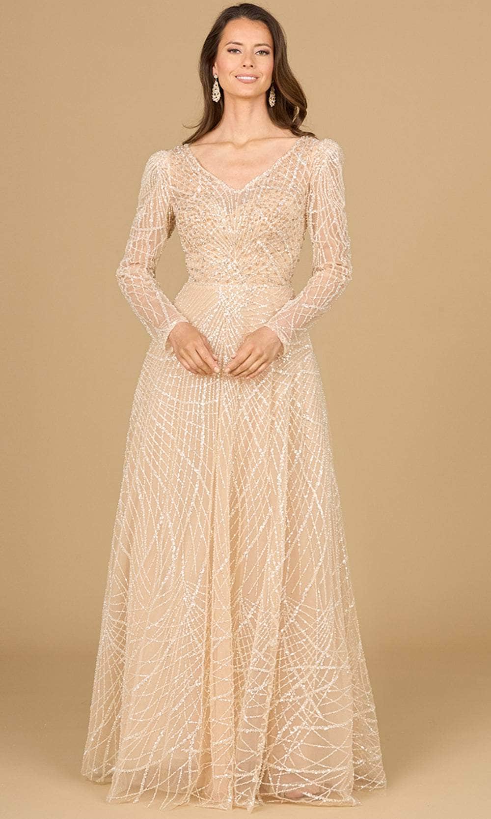 Lara Dresses 29149 - Long Sleeve V-Neck Mother of the Bride Gown Couture Candy Lara Dresses 29149 - Long Sleeve V-Neck Mother of the Bride Gown Couture Candy