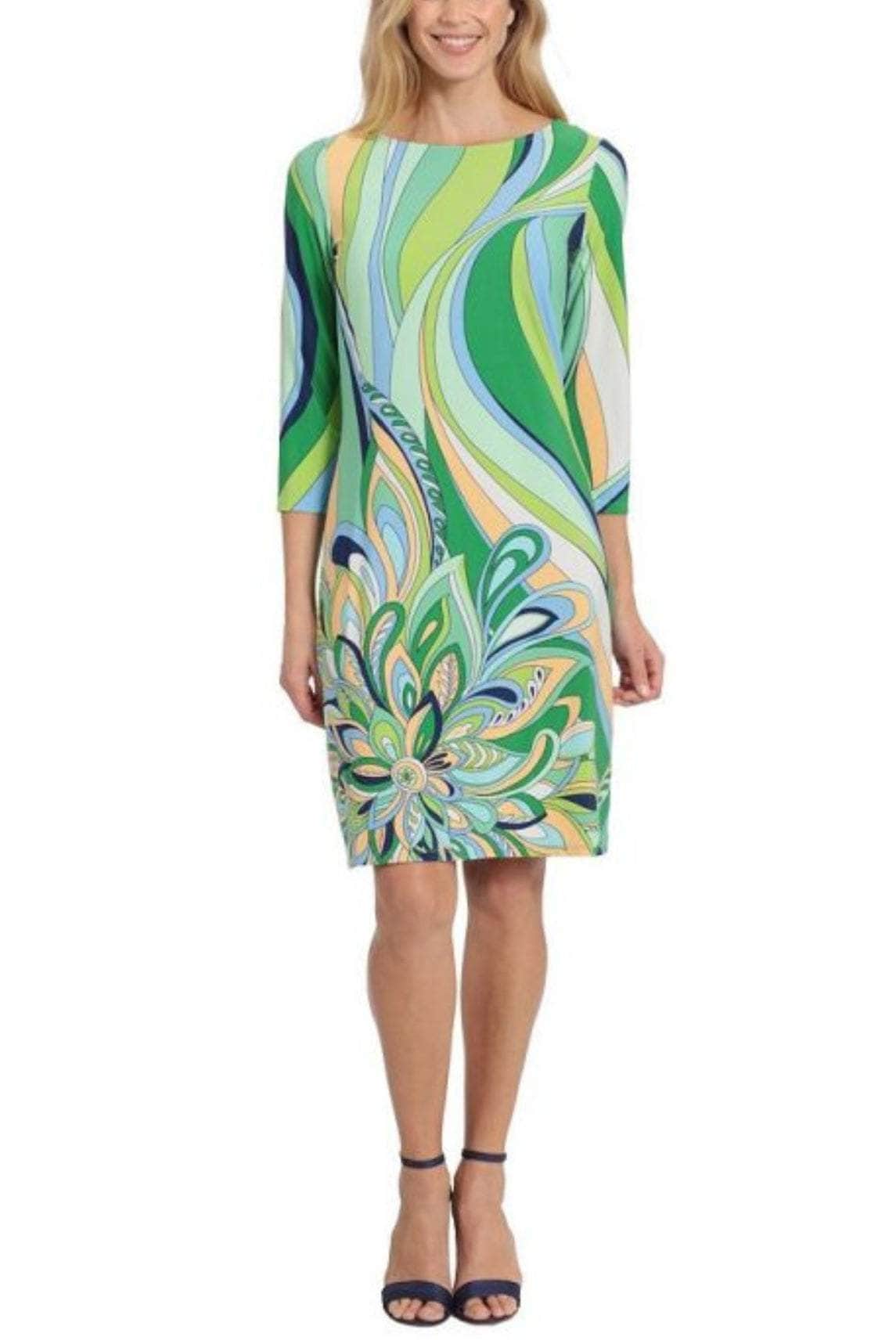 London Times T6769M - Printed Quarter Sleeve Cocktail Dress London Times T6769M - Printed Quarter Sleeve Cocktail Dress