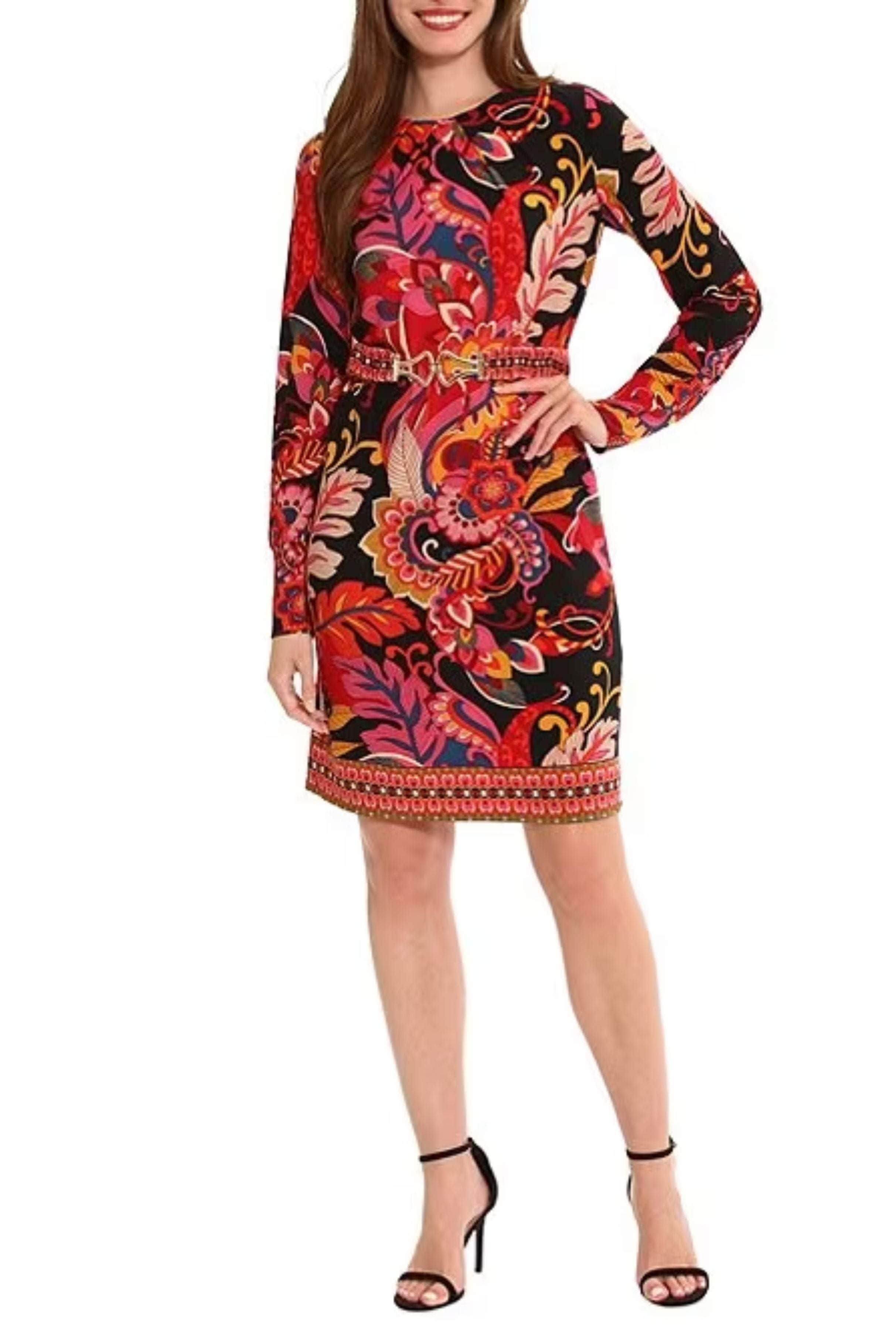 london times red dress London Times T6843M RED Sleeveless Flounce Skirt Sheath Dress with RED / 14