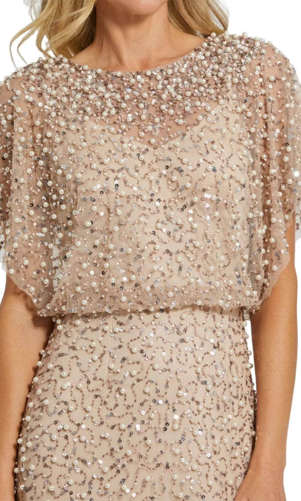 Mac Duggal Women's Beaded Sequin Shawl Gown - Beige Gold - Size 20 Mac Duggal Women's Beaded Sequin Shawl Gown - Beige Gold - Size 20