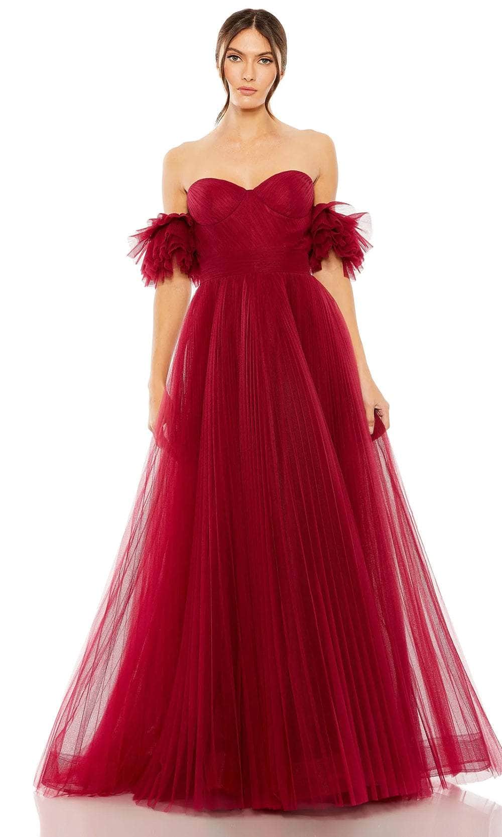 Mac Duggal Women's Off-The-Shoulder Tulle A-Line Gown - Wine - Size 12 Mac Duggal Women's Off-The-Shoulder Tulle A-Line Gown - Wine - Size 12