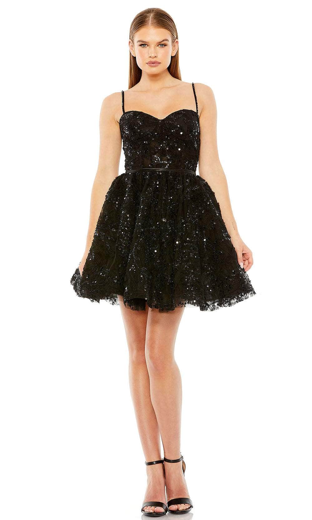 Beaded Strap Bustier Sequin Mini Dress - Mac Duggal Black / US 8 Beaded Strap Bustier Sequin Mini Dress - Mac Duggal Black / US 8