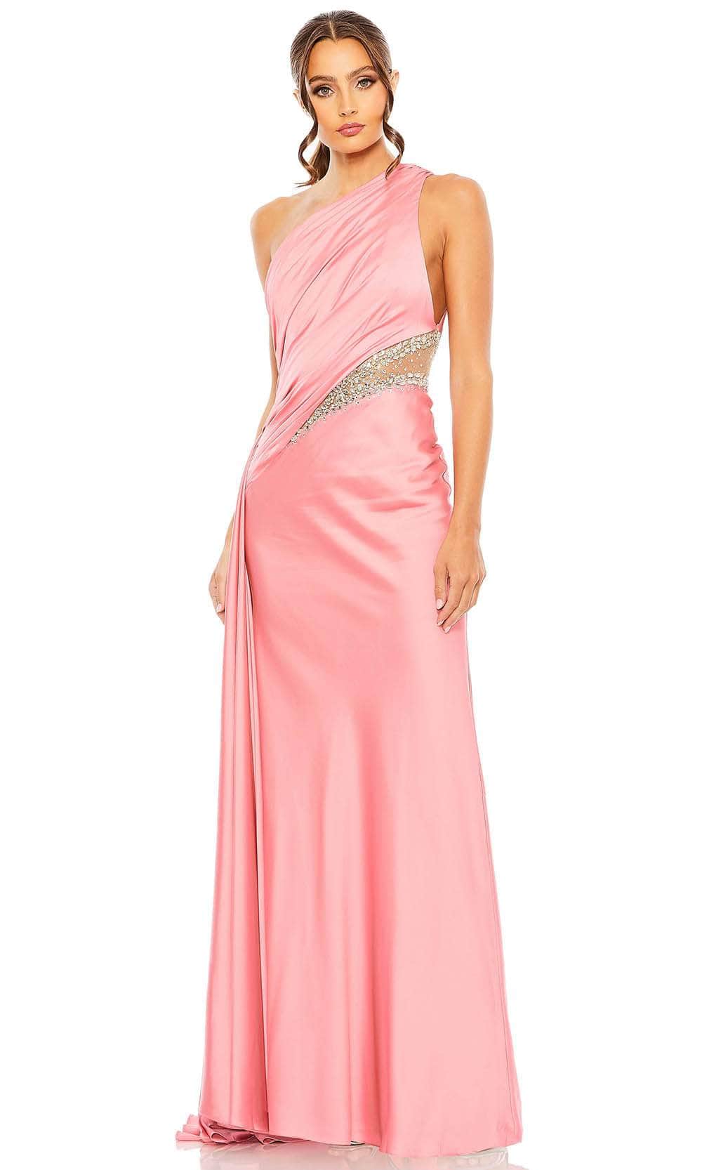 coral one shoulder prom dress Coral Dream Elegant One-Shoulder Chiffon Dress