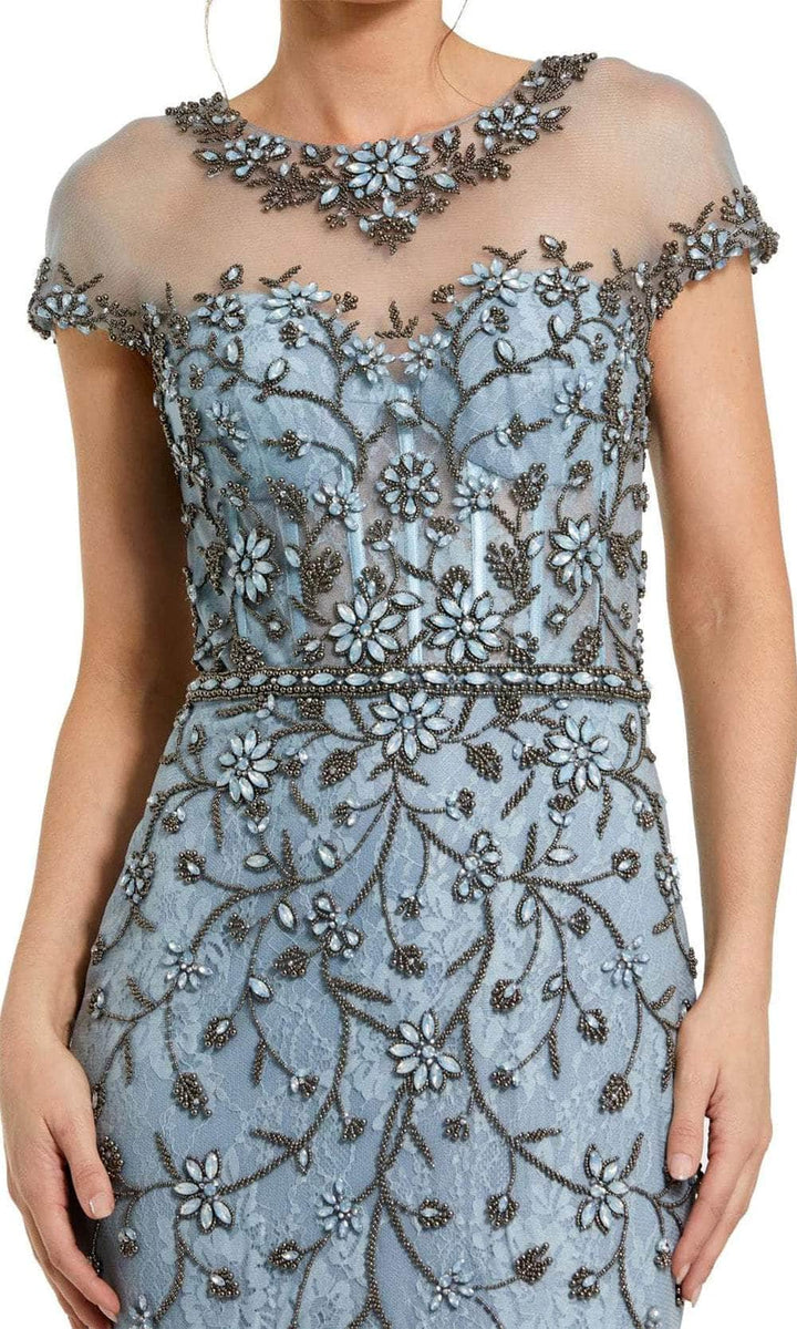 Mac Duggal Black White Red - 20103R Beaded Lace Mermaid Gown