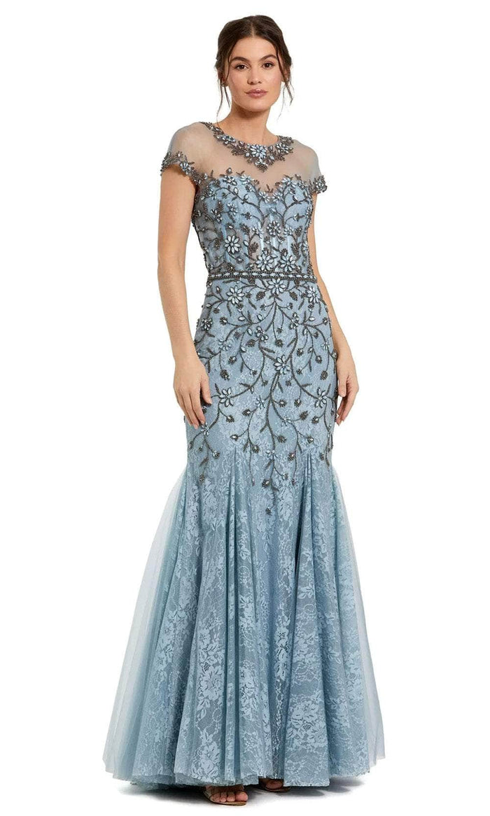 Mac Duggal 2239 - Beaded Appliqued Mermaid Evening Gown Evening Dresses 4 / Slate Blue