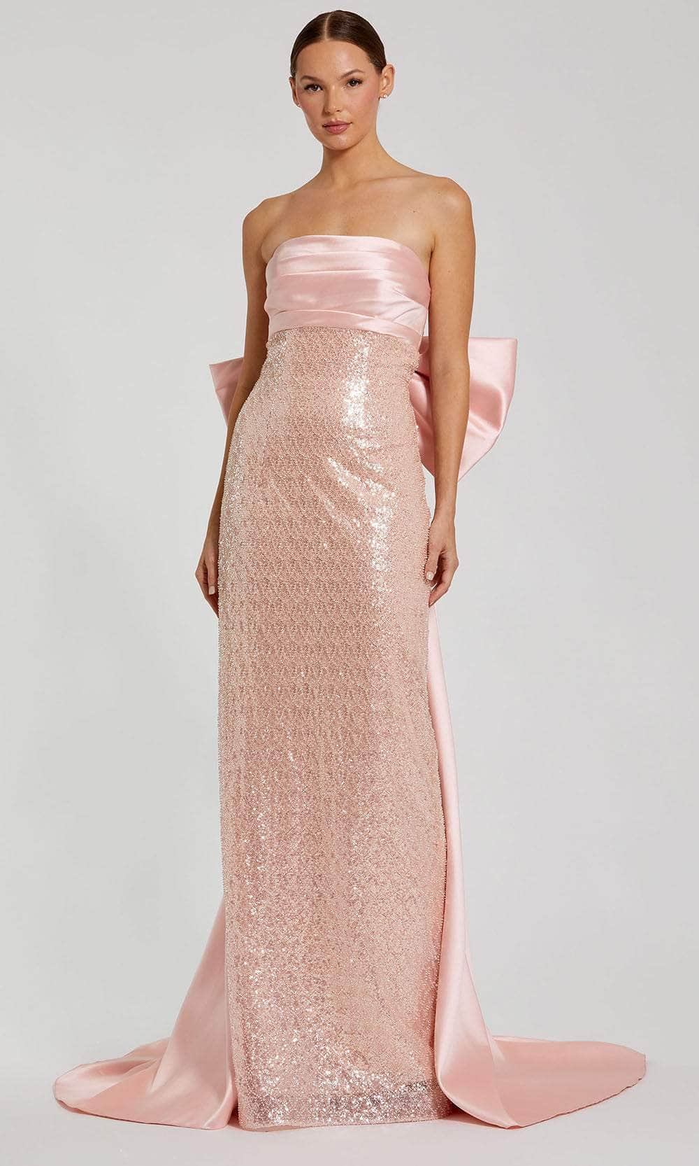 mac duggal pink sequin dress Pink Sequin Embellished Sleeveless Column Gown