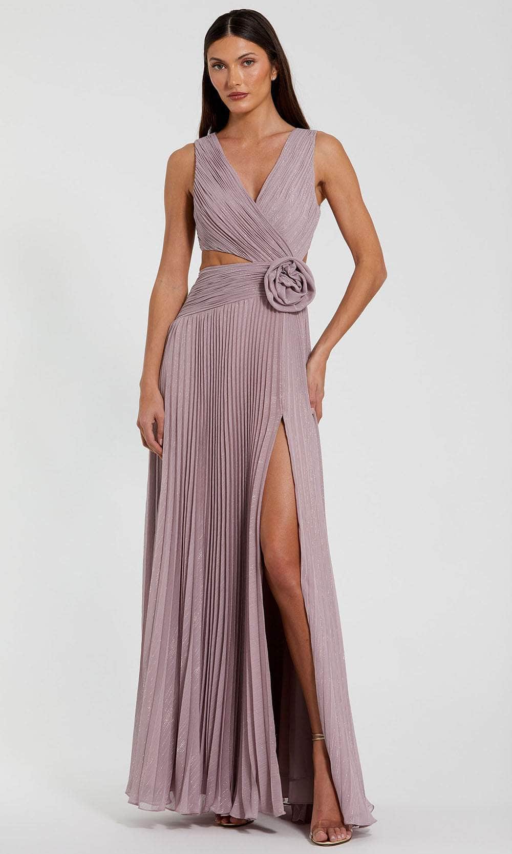 Mac Duggal 49938 - Long Chiffon A-line Dress - V-neck, pleated design, sleeveless Couture Candy Mac Duggal 49938 - Long Chiffon A-line Dress - V-neck, pleated design, sleeveless Couture Candy