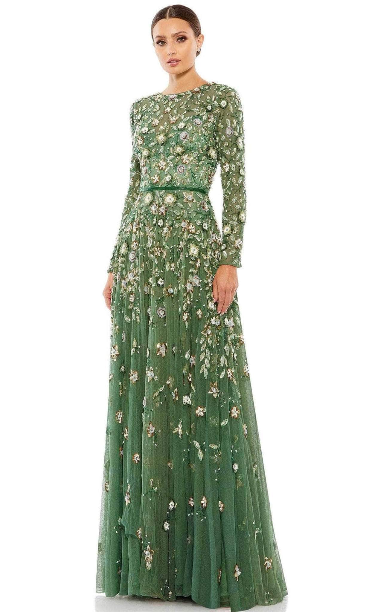 Mac Duggal Women's Floral A-Line Gown - Sage - Size 6 Mac Duggal Women's Floral A-Line Gown - Sage - Size 6