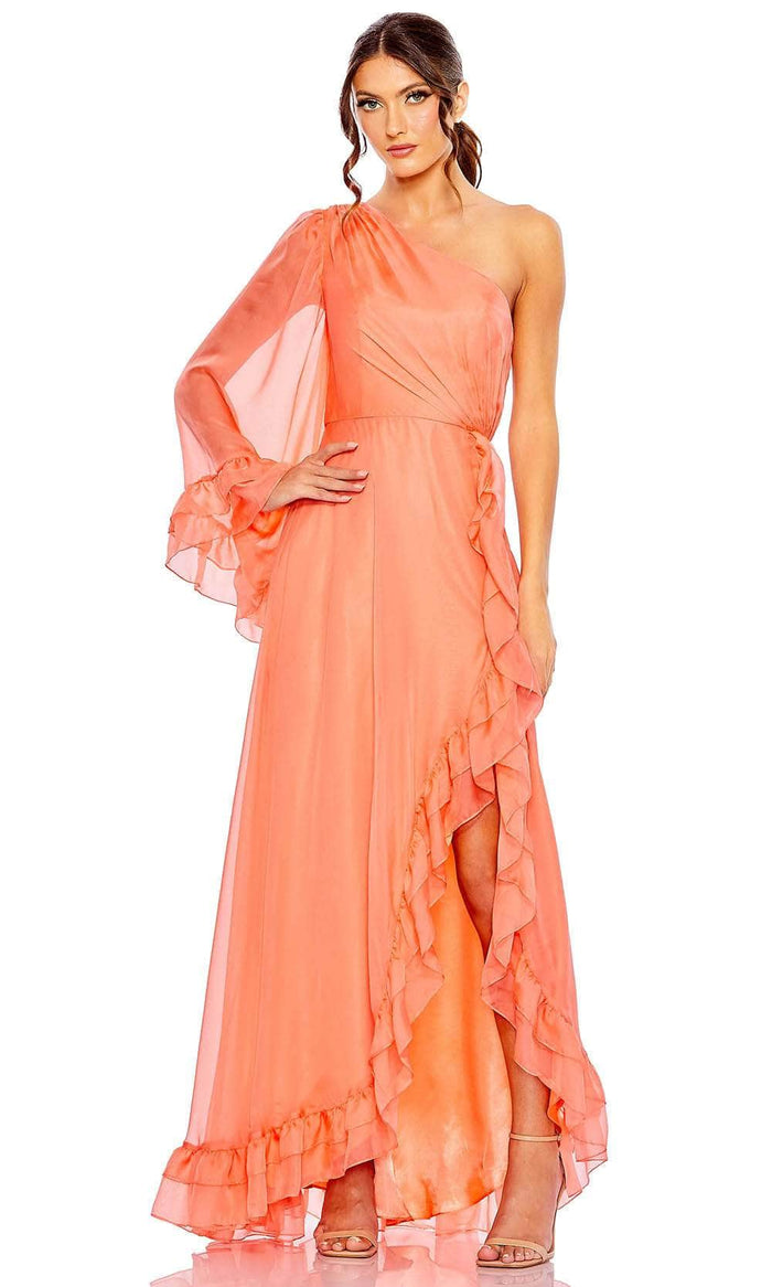 Mac Duggal 55924 - One-Sleeve Asymmetrical Prom Dress Evening Dresses 2 / Light Coral