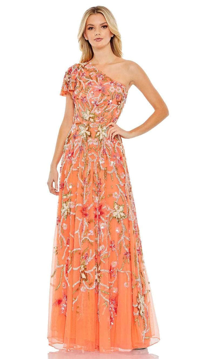 Mac Duggal 5617 - Floral Beaded A-Line Formal Gown Special Occasion Dress 2 / Coral
