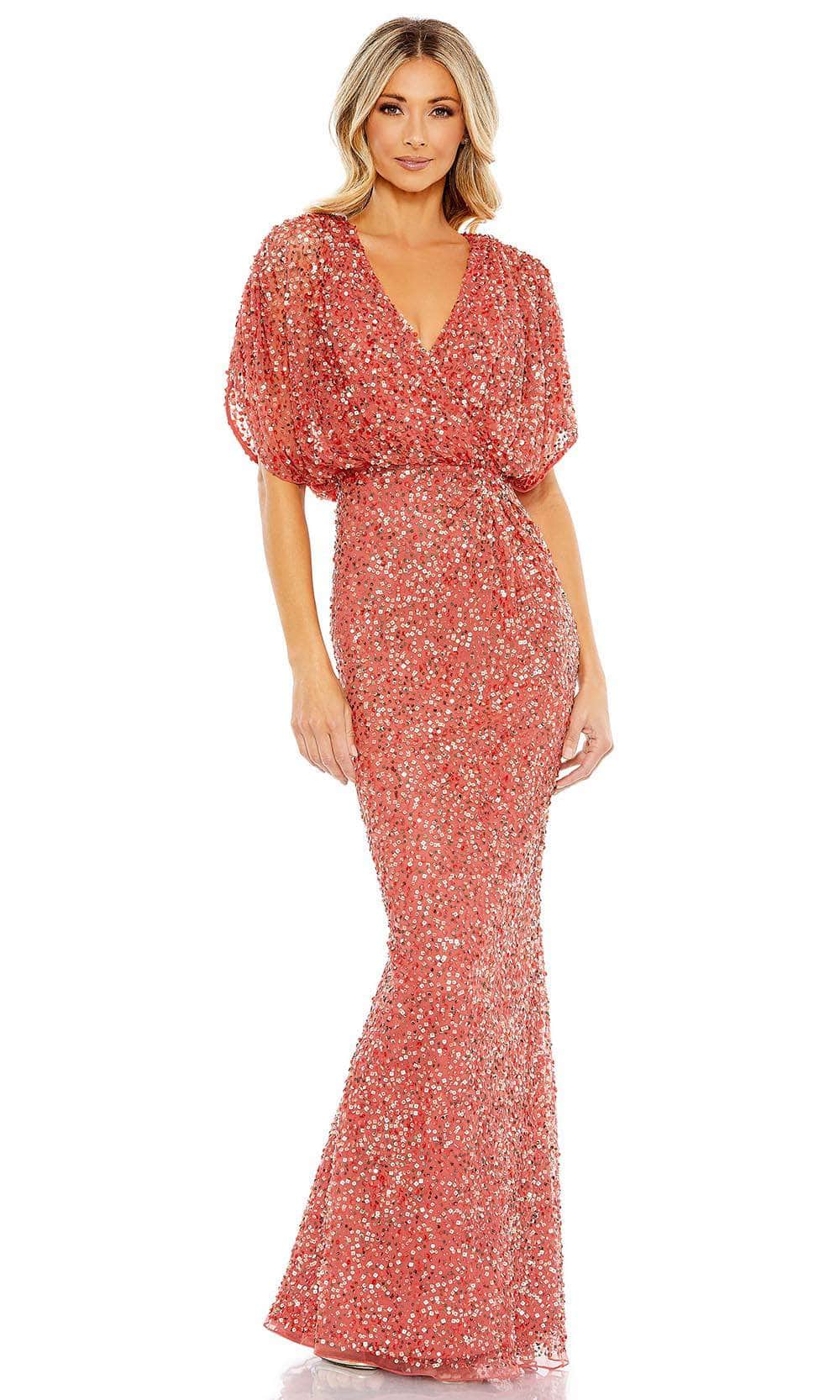 Mac Duggal Women's Draped Sleeve V Neck Gown - Paprika Mac Duggal Women's Draped Sleeve V Neck Gown - Paprika