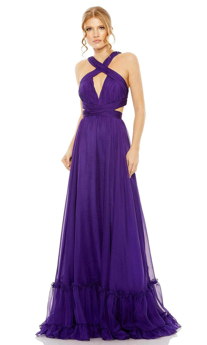 Mac Duggal 68474 - Pleated Halter Neck Prom Dress Prom Dresses 0 / Purple
