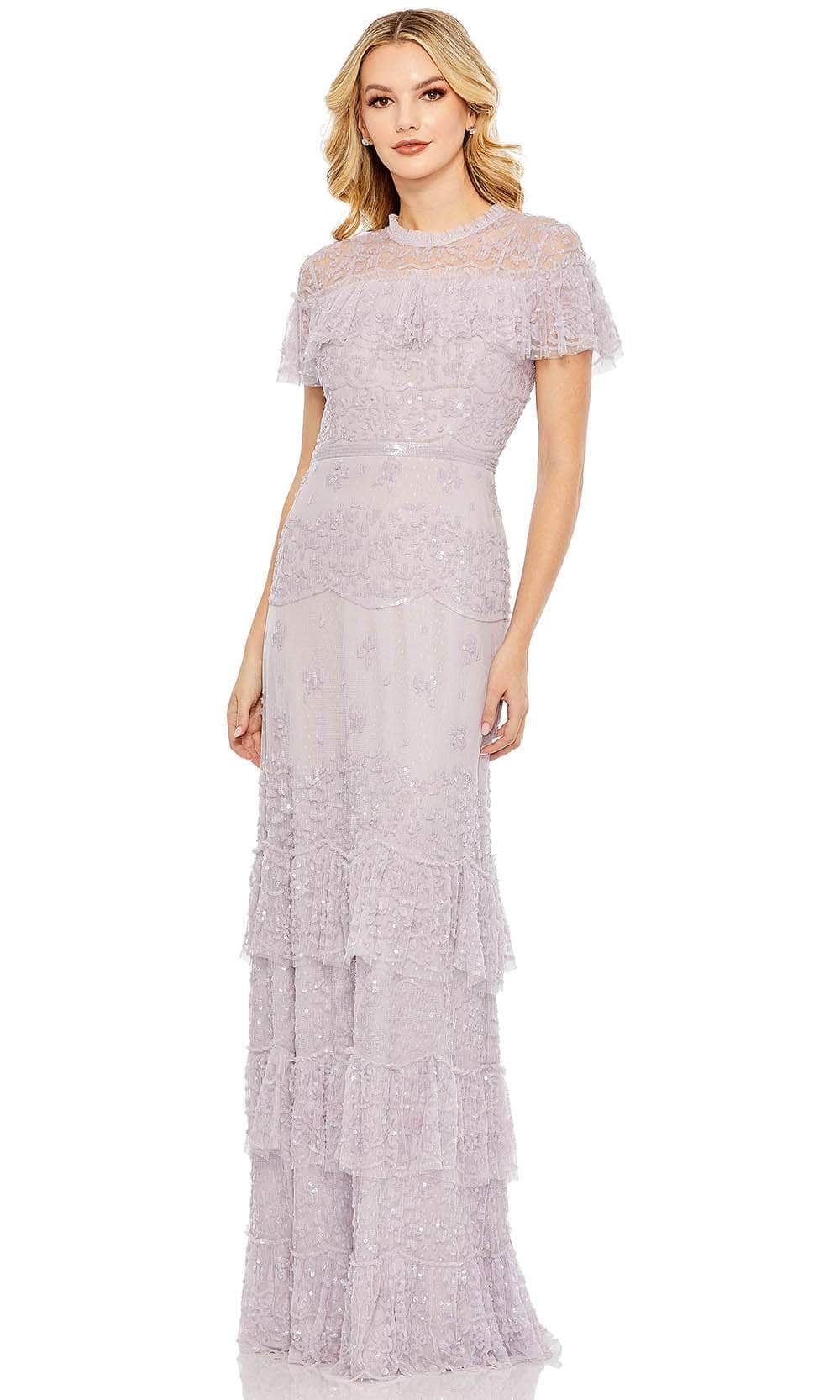 mesh overlay ruffle dress Tiered Lace Ruffle Flock Dot Mesh Midi Dress for Birthday Dinner & Special Dates
