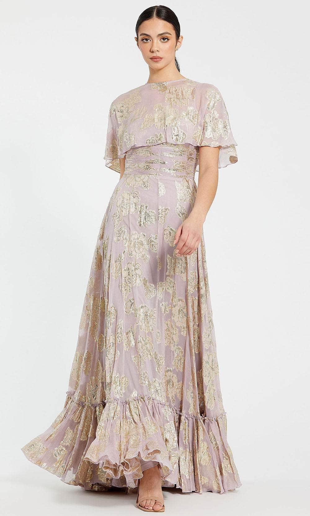 mac duggal chiffon dress The Iconic Ruffle Gown