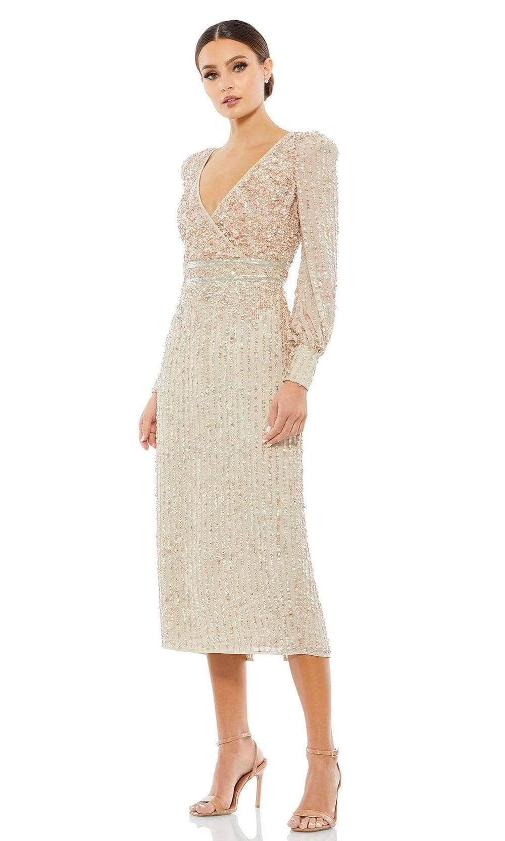 mac duggal column midi dress Mac Duggal Women's Beaded Cap Sleeve Column Midi Dress