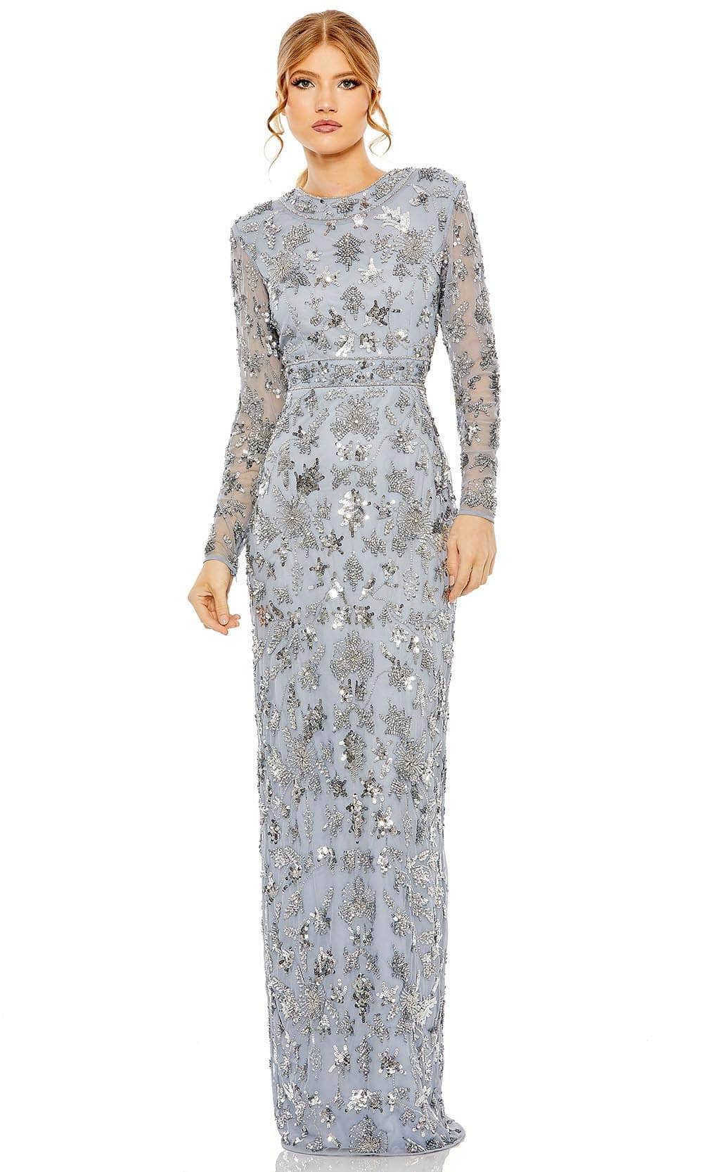High Neck Long Sleeve Embellished Column Gown - Mac Duggal Slate Blue / US 16 High Neck Long Sleeve Embellished Column Gown - Mac Duggal Slate Blue / US 16