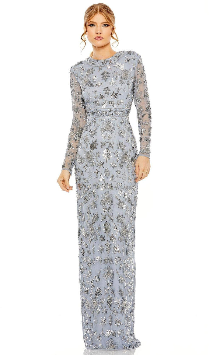 Mac Duggal 93939 - Long Sleeve Embellished Evening Dress Mother of the Bride Dresses 4 / Slate Blue