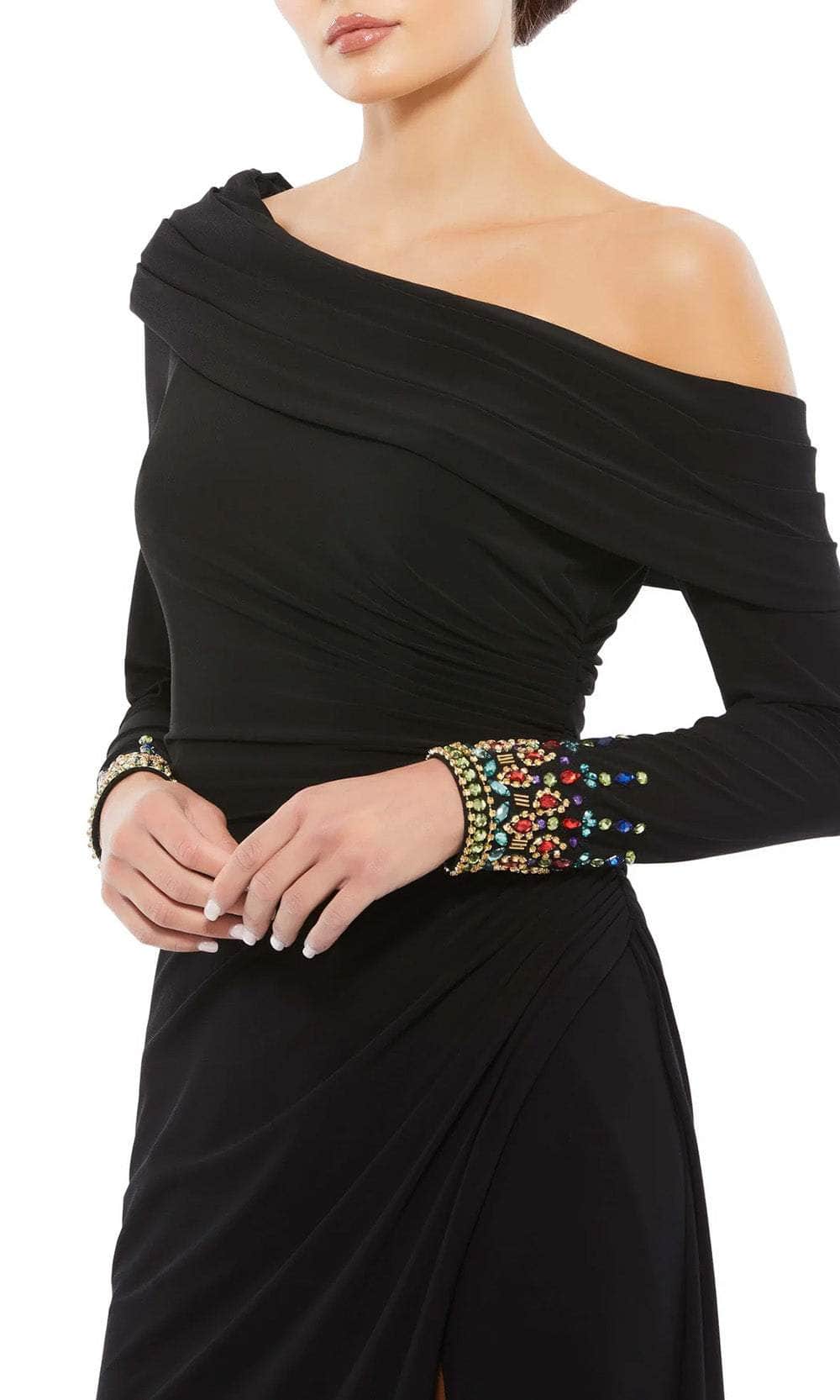 Mac Duggal One-Shoulder Long-Sleeve Gown - Midnight Blue - Size 2 Mac Duggal One-Shoulder Long-Sleeve Gown - Midnight Blue - Size 2