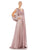 Mac Duggal Evening - 67414D Split Long Sleeve Deep V-Neck Gown Evening Dresses 4 / Mocha