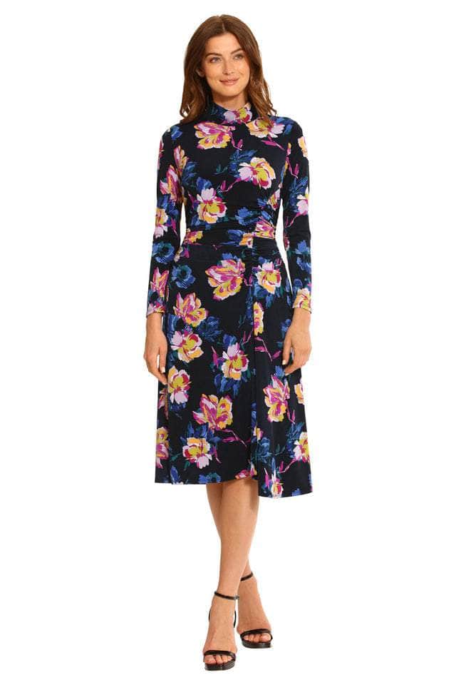 maggy london casual dresses MIDI FAUX WRAP DRESS Maggy London
