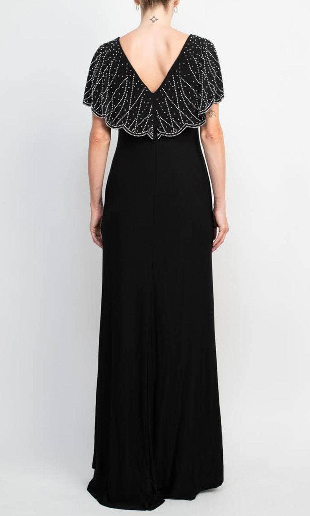 Marina 267278 - Beaded Capelet V-Back Long Dress Marina 267278 - Beaded Capelet V-Back Long Dress