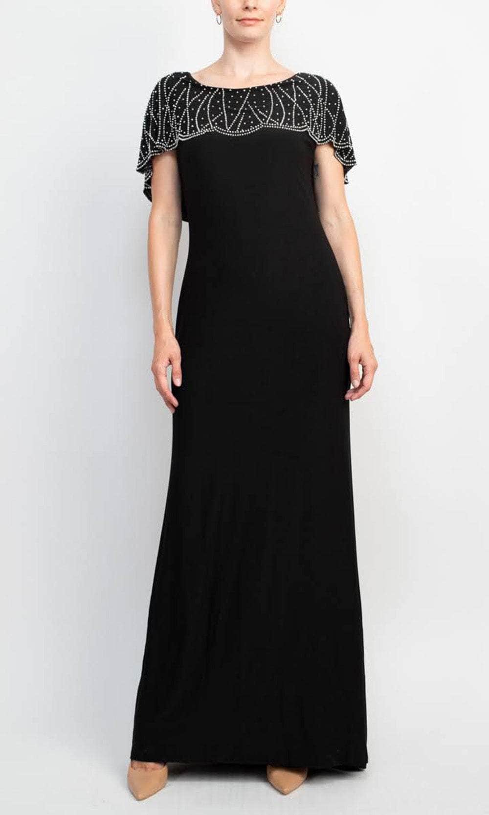 Marina 267278 - Beaded Capelet V-Back Long Dress Couture Candy Marina 267278 - Beaded Capelet V-Back Long Dress Couture Candy