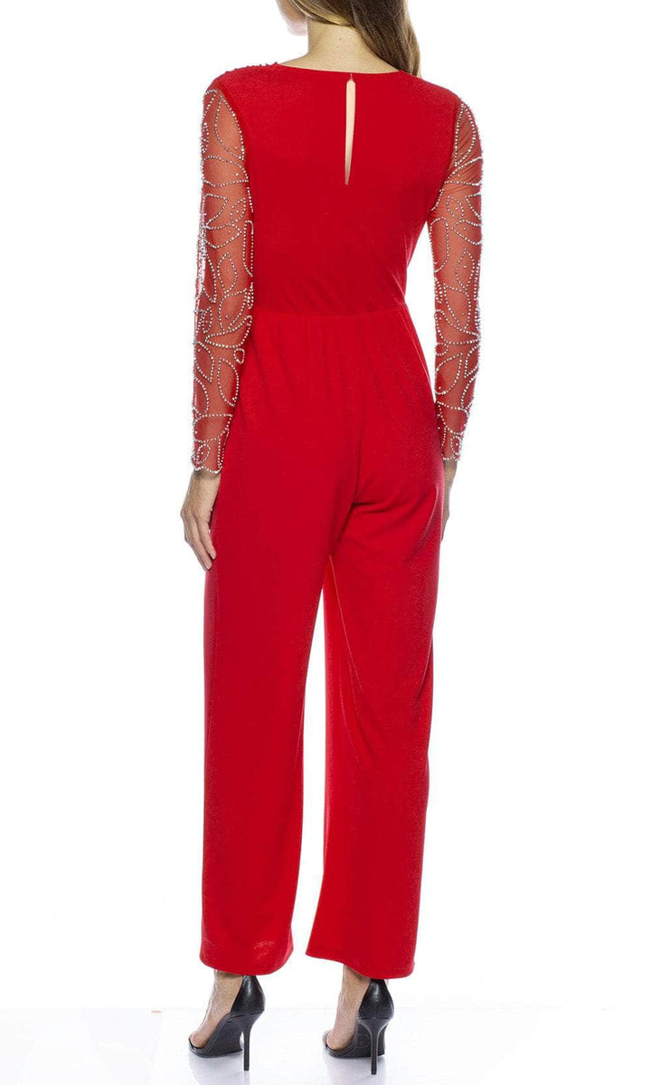 Marina 267746 Beaded Long Sleeve Formal Jumpsuit