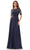 Marsoni by Colors M286-1 - Illusion Short Sleeve A-line Dress Mother of the Bride Dresses 30 / Navy