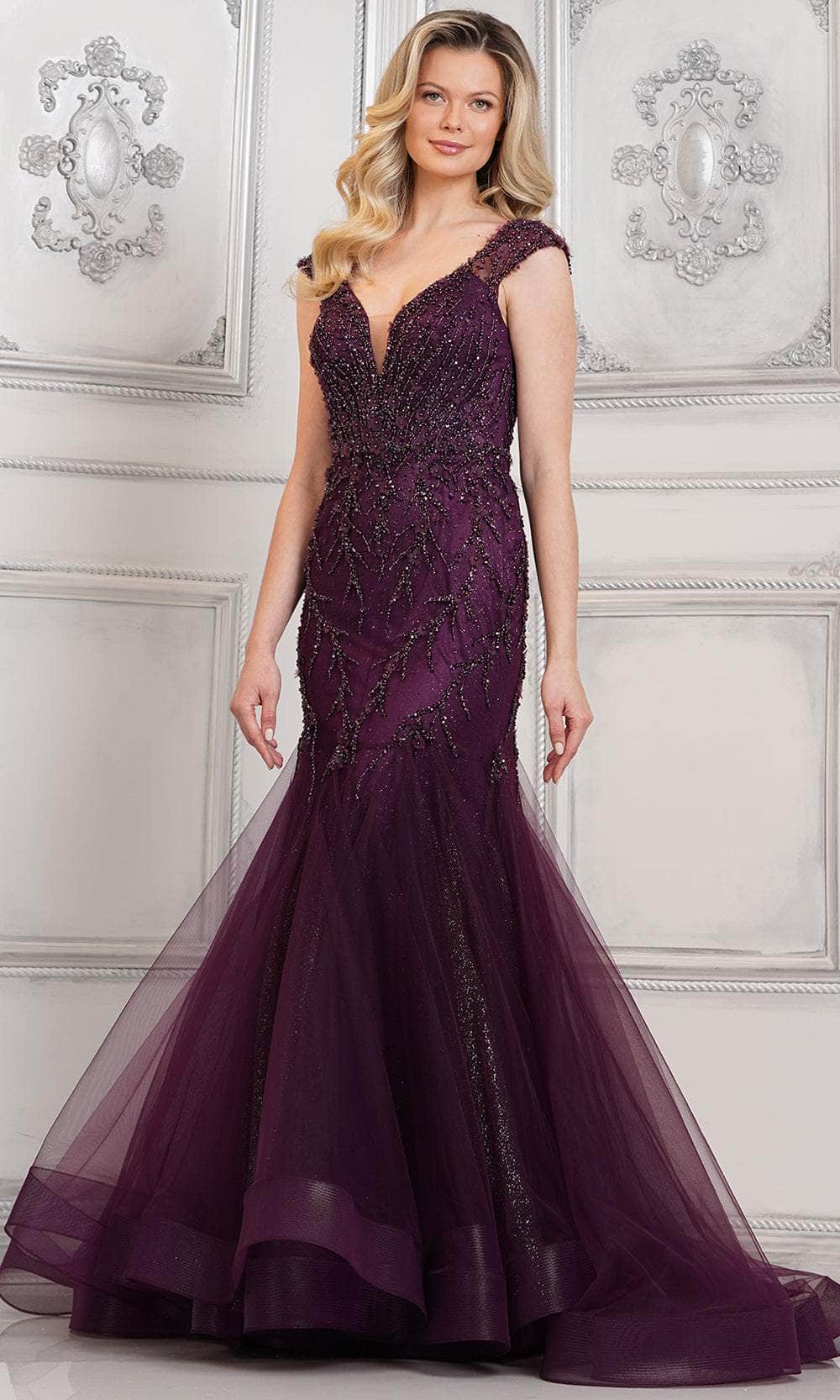 Marsoni by Colors MV1315 - Sheer Cap Sleeve Beaded Formal Gown Couture Candy Marsoni by Colors MV1315 - Sheer Cap Sleeve Beaded Formal Gown Couture Candy