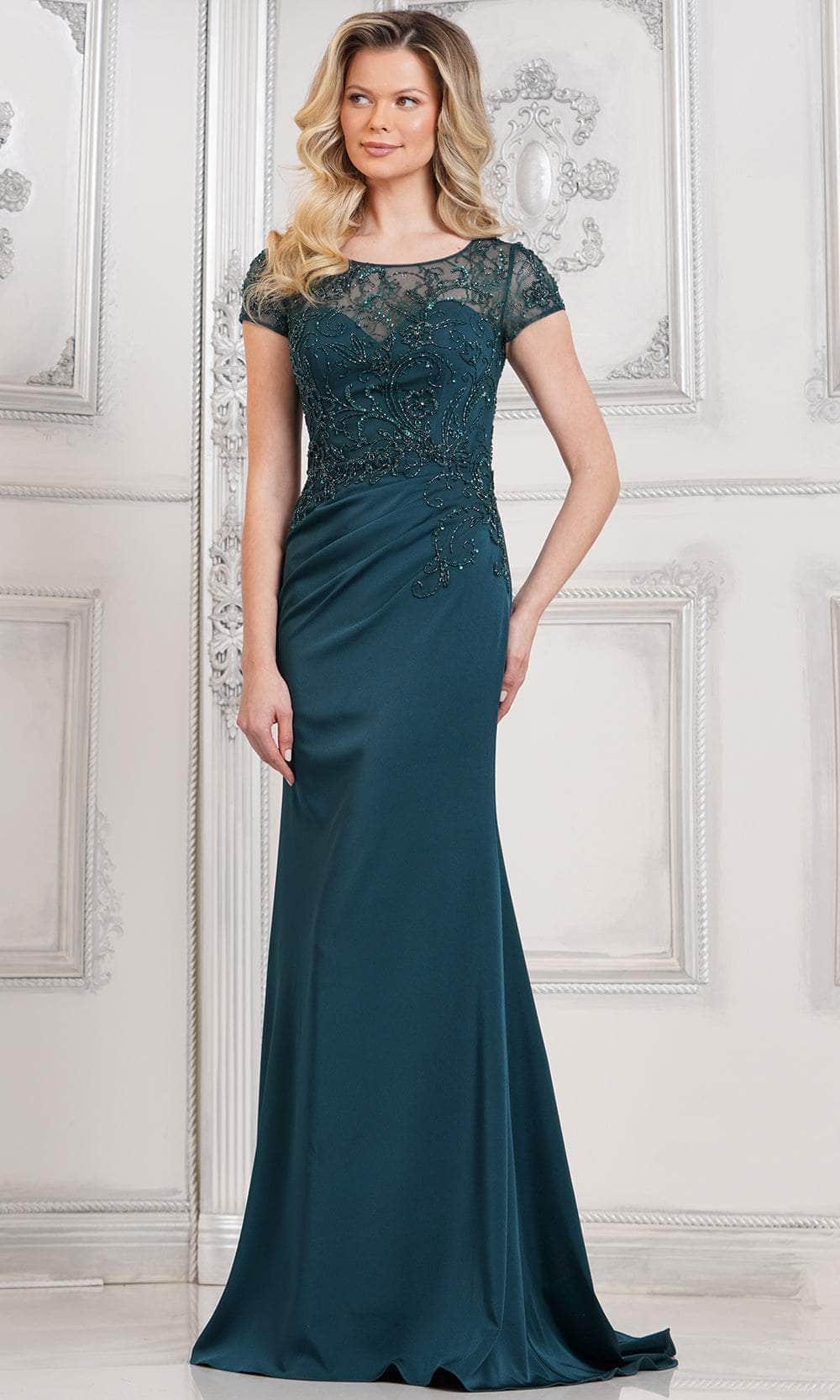 Marsoni by Colors MV1317 - Short Sleeve Embellished Evening Dress Couture Candy Marsoni by Colors MV1317 - Short Sleeve Embellished Evening Dress Couture Candy