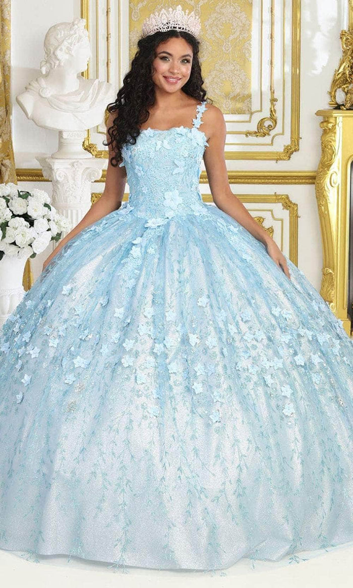 May Queen LK208 - Floral Glitter Ballgown Quinceanera Dresses 4 / Baby Blue