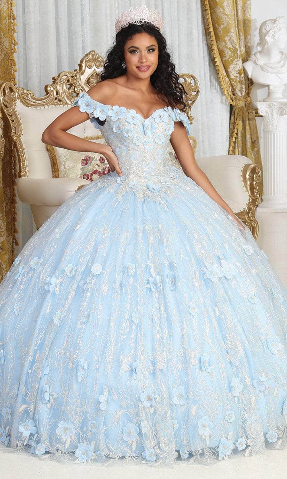 May Queen LK225 - Off Shoulder Glitter Ballgown May Queen LK225 - Off Shoulder Glitter Ballgown