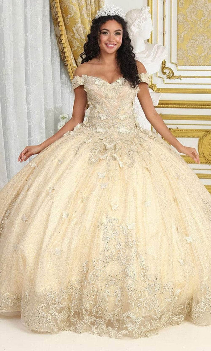 May Queen LK232 - Butterfly Ornate Ballgown Quinceanera Dresses 4 / Champagne