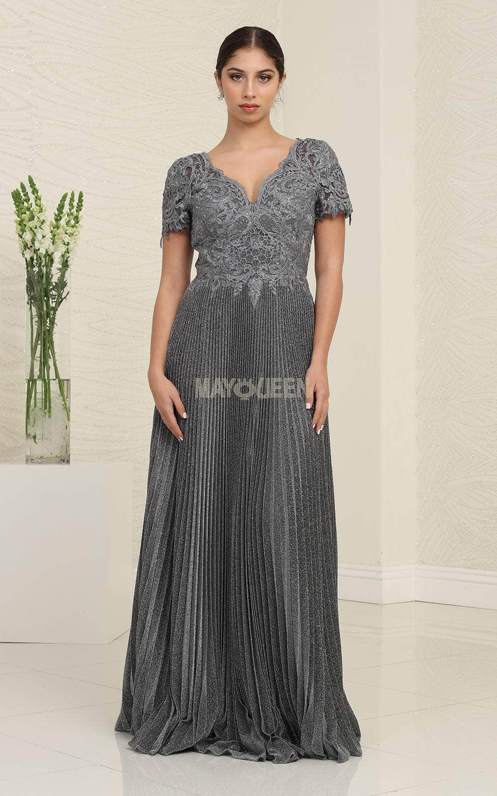 May Queen MQ1902 - Short Sleeve V Neck A Line Dress Couture Candy May Queen MQ1902 - Short Sleeve V Neck A Line Dress Couture Candy