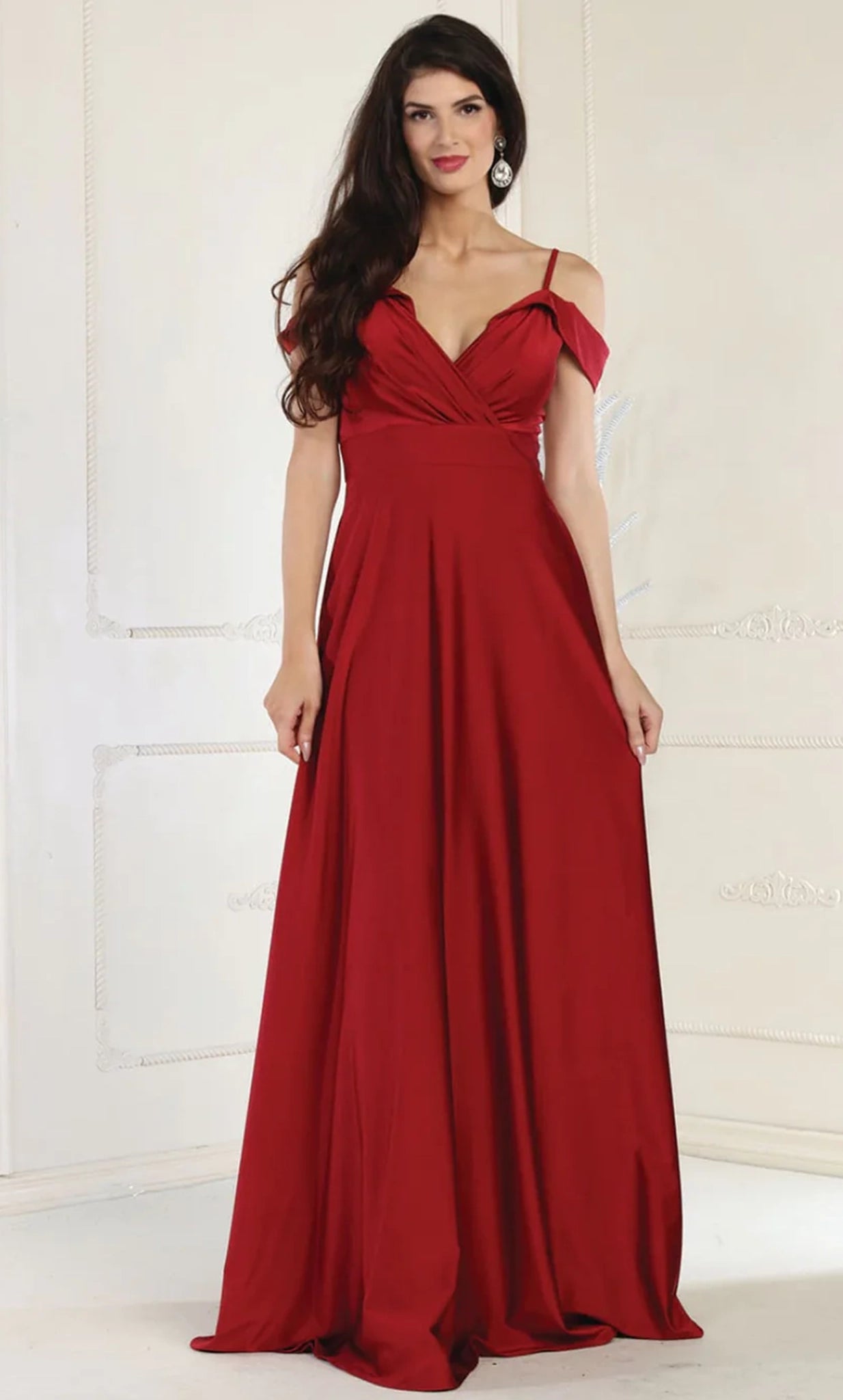 May Queen MQ1988 - Cold-Shoulder V-Neck Prom Dress 16 / Red - Shop May Queen dresses on Couture Candy at CoutureCandy.com May Queen MQ1988 - Cold-Shoulder V-Neck Prom Dress 16 / Red - Shop May Queen dresses on Couture Candy at CoutureCandy.com